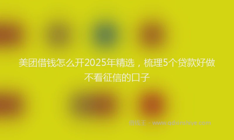 美团借钱怎么开2025年精选，梳理5个贷款好做不看征信的口子