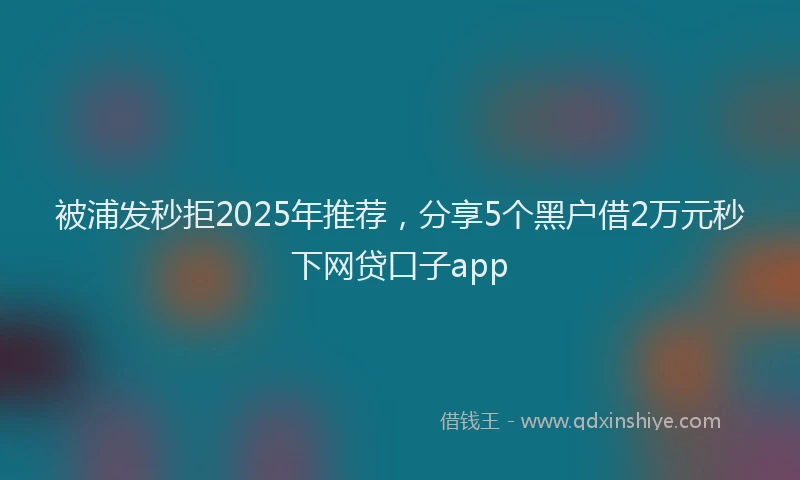 被浦发秒拒2025年推荐，分享5个黑户借2万元秒下网贷口子app