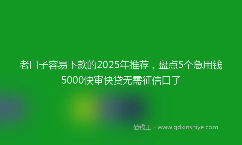 老口子容易下款的2025年推荐，盘点5个急用钱5000快审快贷无需征信口子