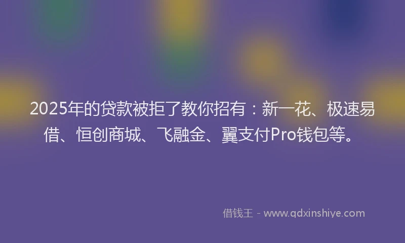 2025年的贷款被拒了教你招有：新一花、极速易借、恒创商城、飞融金、翼支付Pro钱包等。