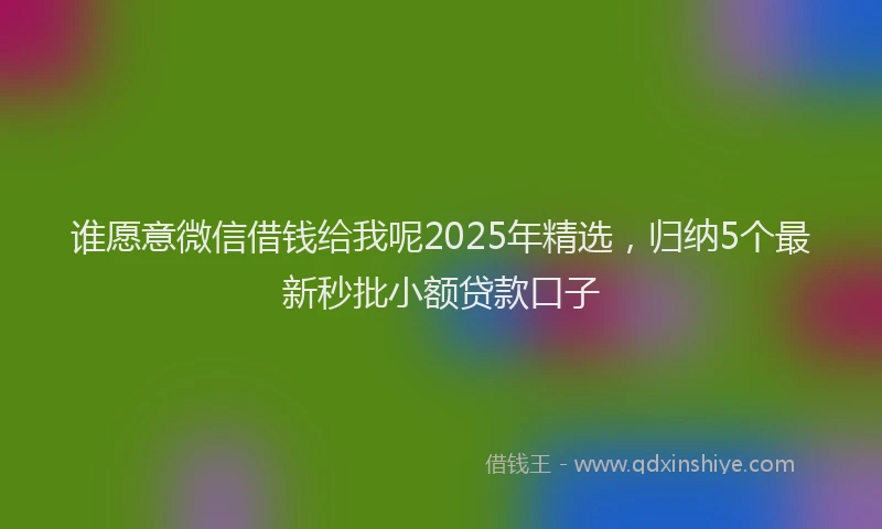 谁愿意微信借钱给我呢2025年精选，归纳5个最新秒批小额贷款口子
