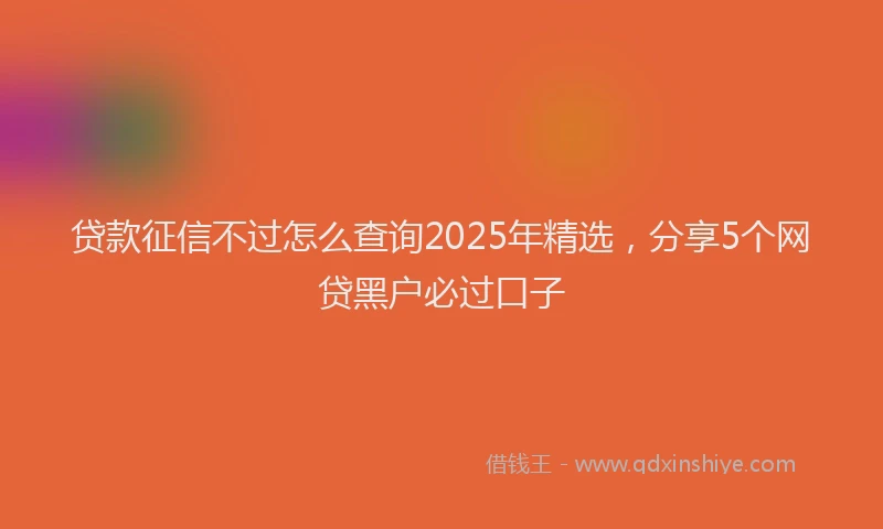 贷款征信不过怎么查询2025年精选，分享5个网贷黑户必过口子