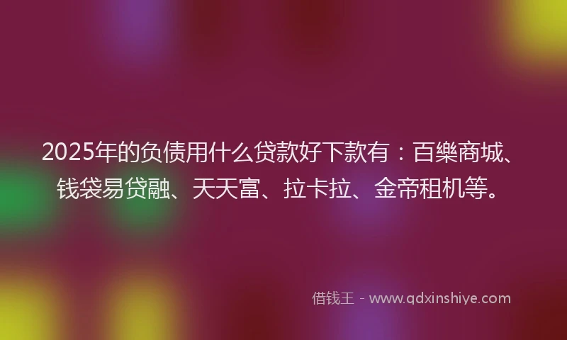2025年的负债用什么贷款好下款有：百樂商城、钱袋易贷融、天天富、拉卡拉、金帝租机等。