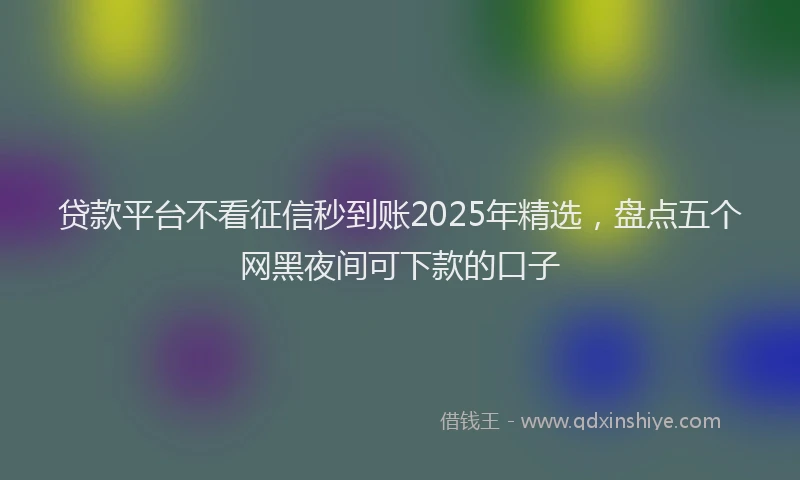 贷款平台不看征信秒到账2025年精选，盘点五个网黑夜间可下款的口子