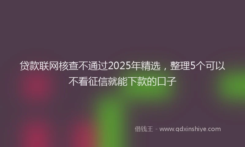 贷款联网核查不通过2025年精选，整理5个可以不看征信就能下款的口子