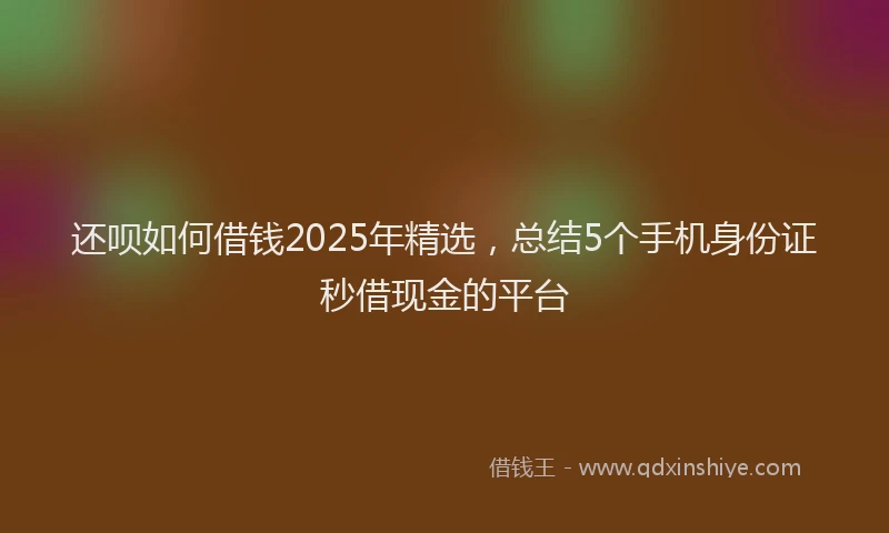 还呗如何借钱2025年精选，总结5个手机身份证秒借现金的平台