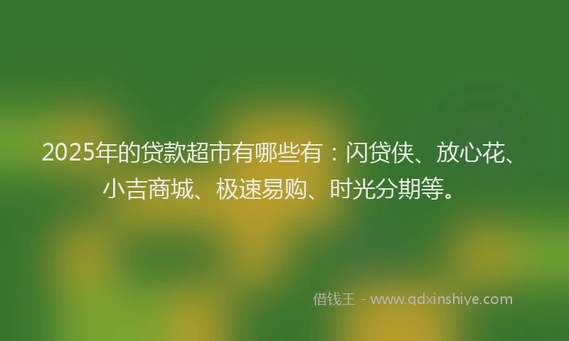2025年的贷款超市有哪些有：闪贷侠、放心花、小吉商城、极速易购、时光分期等。