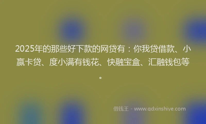 2025年的那些好下款的网贷有：你我贷借款、小赢卡贷、度小满有钱花、快融宝盒、汇融钱包等。