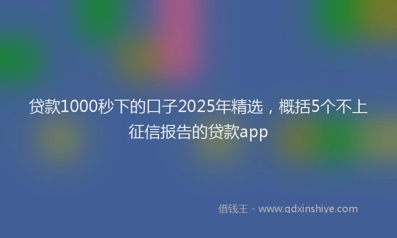 贷款1000秒下的口子2025年精选，概括5个不上征信报告的贷款app