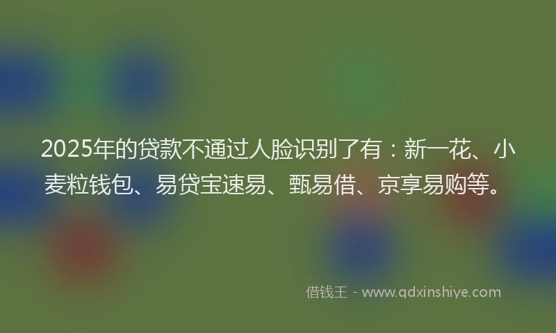 2025年的贷款不通过人脸识别了有：新一花、小麦粒钱包、易贷宝速易、甄易借、京享易购等。
