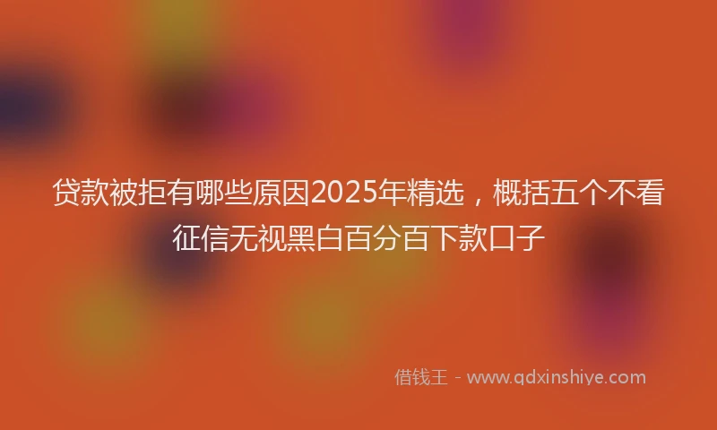 贷款被拒有哪些原因2025年精选，概括五个不看征信无视黑白百分百下款口子