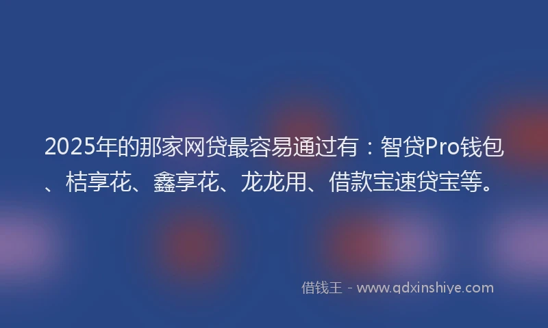 2025年的那家网贷最容易通过有：智贷Pro钱包、桔享花、鑫享花、龙龙用、借款宝速贷宝等。