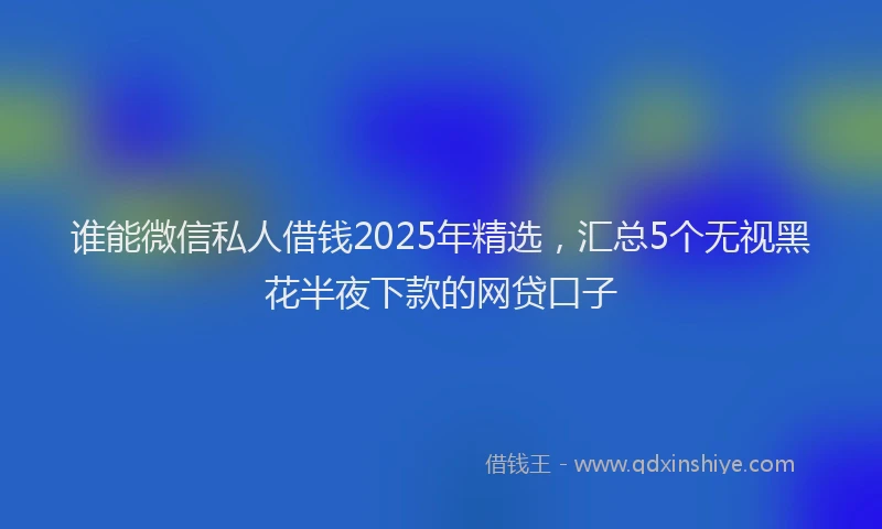 谁能微信私人借钱2025年精选，汇总5个无视黑花半夜下款的网贷口子