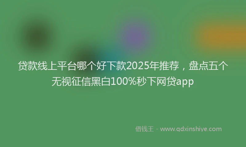 贷款线上平台哪个好下款2025年推荐，盘点五个无视征信黑白100%秒下网贷app