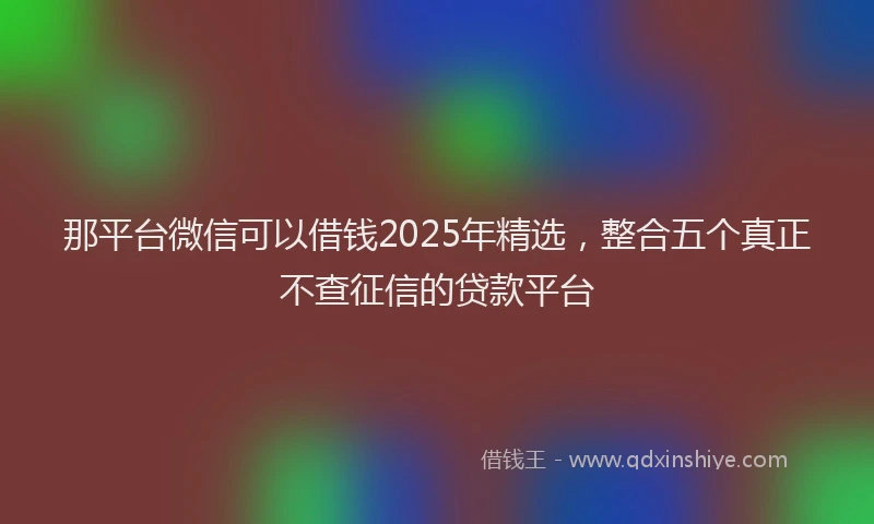 那平台微信可以借钱2025年精选，整合五个真正不查征信的贷款平台