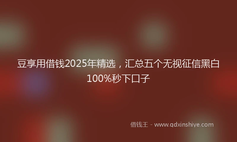 豆享用借钱2025年精选，汇总五个无视征信黑白100%秒下口子
