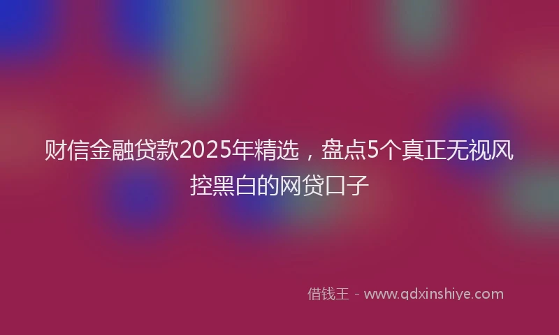 财信金融贷款2025年精选，盘点5个真正无视风控黑白的网贷口子