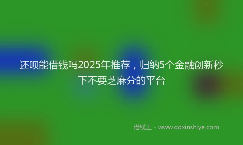 还呗能借钱吗2025年推荐，归纳5个金融创新秒下不要芝麻分的平台