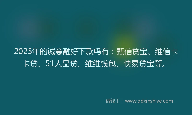 2025年的诚意融好下款吗有：甄信贷宝、维信卡卡贷、51人品贷、维维钱包、快易贷宝等。