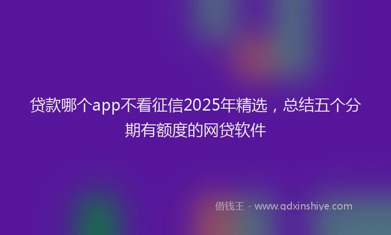 贷款哪个app不看征信2025年精选，总结五个分期有额度的网贷软件