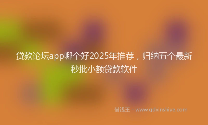 贷款论坛app哪个好2025年推荐，归纳五个最新秒批小额贷款软件
