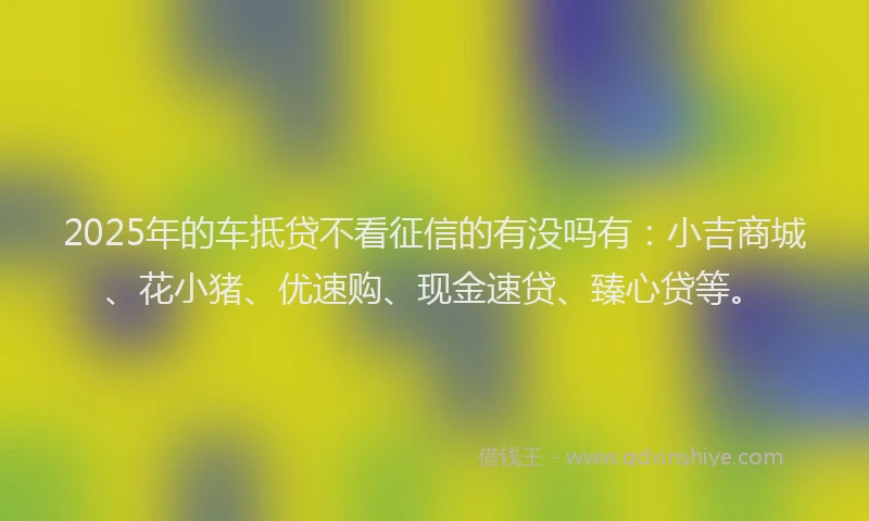 2025年的车抵贷不看征信的有没吗有：小吉商城、花小猪、优速购、现金速贷、臻心贷等。