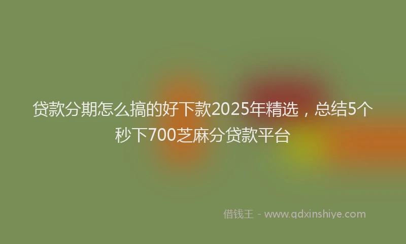 贷款分期怎么搞的好下款2025年精选，总结5个秒下700芝麻分贷款平台