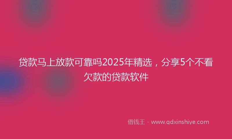 贷款马上放款可靠吗2025年精选，分享5个不看欠款的贷款软件