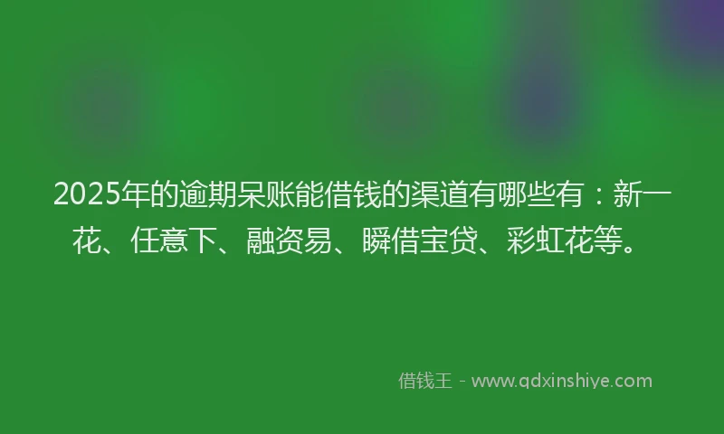 2025年的逾期呆账能借钱的渠道有哪些有：新一花、任意下、融资易、瞬借宝贷、彩虹花等。