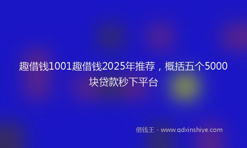 趣借钱1001趣借钱2025年推荐，概括五个5000块贷款秒下平台