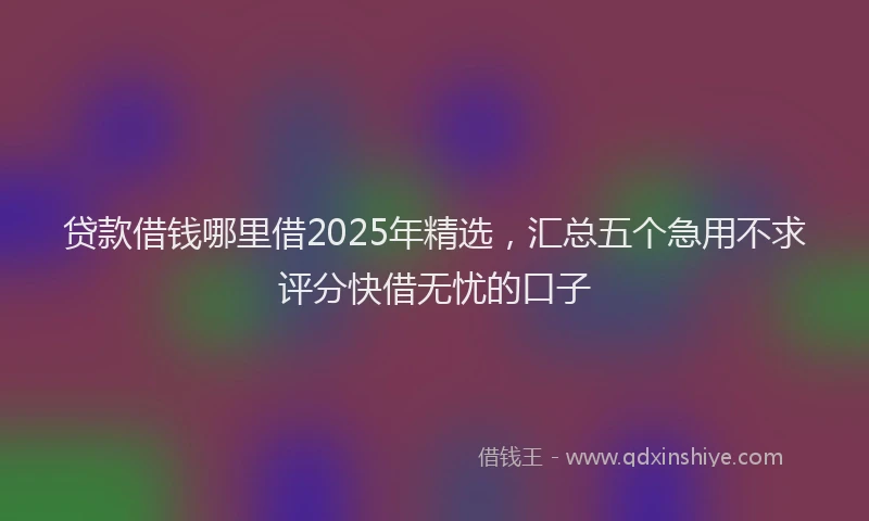贷款借钱哪里借2025年精选，汇总五个急用不求评分快借无忧的口子