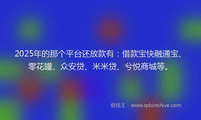 2025年的那个平台还放款有：借款宝快融通宝、零花罐、众安贷、米米贷、兮悦商城等。
