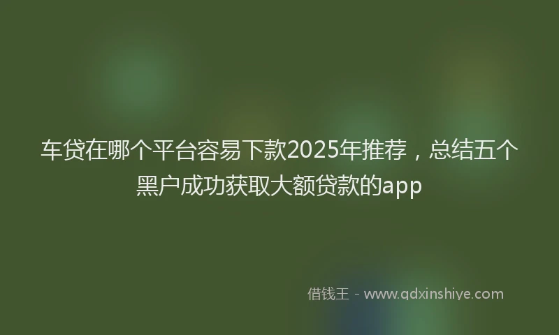 车贷在哪个平台容易下款2025年推荐，总结五个黑户成功获取大额贷款的app