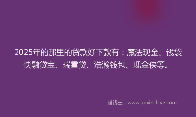 2025年的那里的贷款好下款有：魔法现金、钱袋快融贷宝、瑞雪贷、浩瀚钱包、现金侠等。