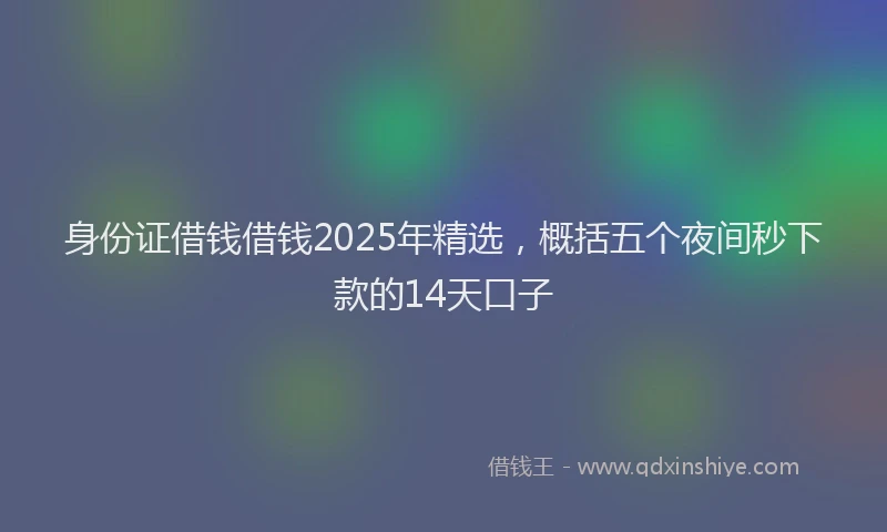 身份证借钱借钱2025年精选，概括五个夜间秒下款的14天口子