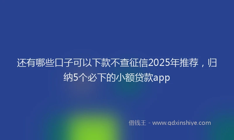 还有哪些口子可以下款不查征信2025年推荐，归纳5个必下的小额贷款app