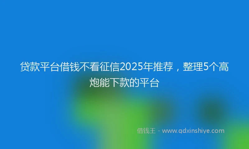 贷款平台借钱不看征信2025年推荐，整理5个高炮能下款的平台
