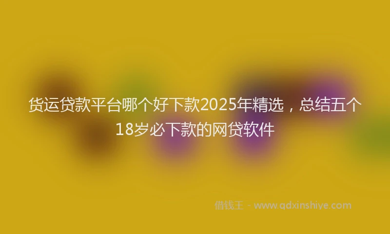 货运贷款平台哪个好下款2025年精选，总结五个18岁必下款的网贷软件