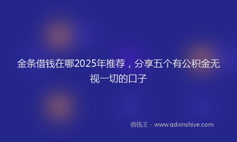 金条借钱在哪2025年推荐，分享五个有公积金无视一切的口子