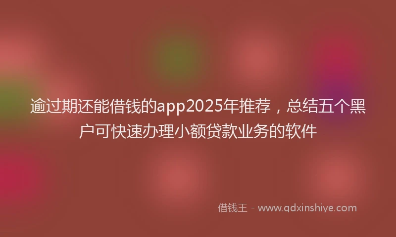 逾过期还能借钱的app2025年推荐，总结五个黑户可快速办理小额贷款业务的软件