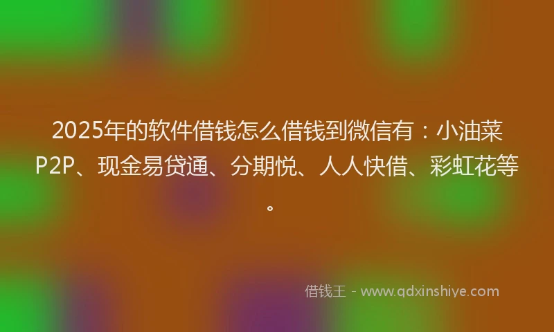 2025年的软件借钱怎么借钱到微信有：小油菜P2P、现金易贷通、分期悦、人人快借、彩虹花等。