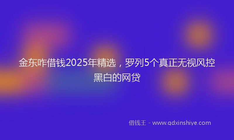金东咋借钱2025年精选，罗列5个真正无视风控黑白的网贷