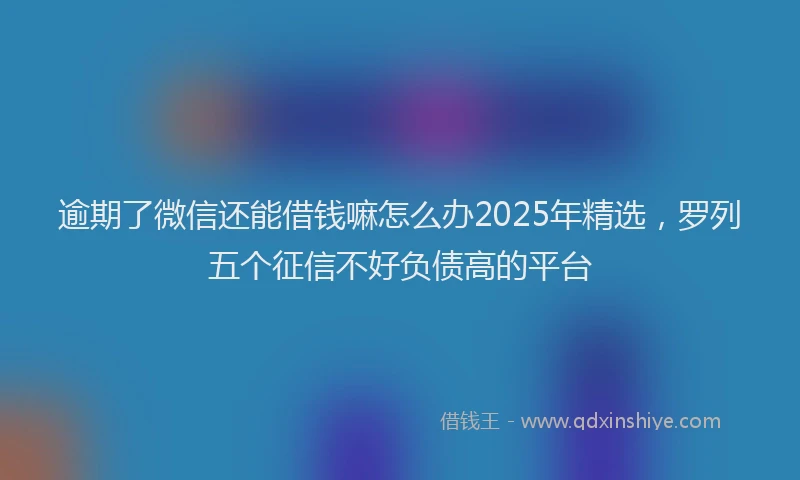 逾期了微信还能借钱嘛怎么办2025年精选，罗列五个征信不好负债高的平台