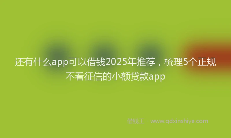 还有什么app可以借钱2025年推荐，梳理5个正规不看征信的小额贷款app