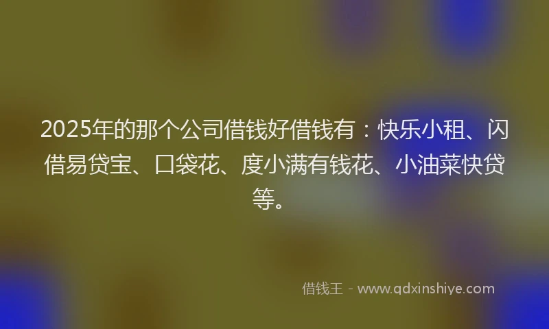 2025年的那个公司借钱好借钱有：快乐小租、闪借易贷宝、口袋花、度小满有钱花、小油菜快贷等。