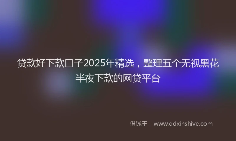 贷款好下款口子2025年精选，整理五个无视黑花半夜下款的网贷平台