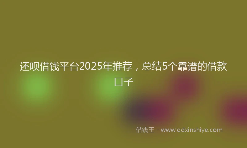 还呗借钱平台2025年推荐，总结5个靠谱的借款口子