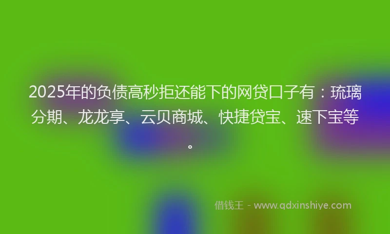 2025年的负债高秒拒还能下的网贷口子有：琉璃分期、龙龙享、云贝商城、快捷贷宝、速下宝等。