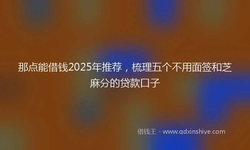 那点能借钱2025年推荐，梳理五个不用面签和芝麻分的贷款口子