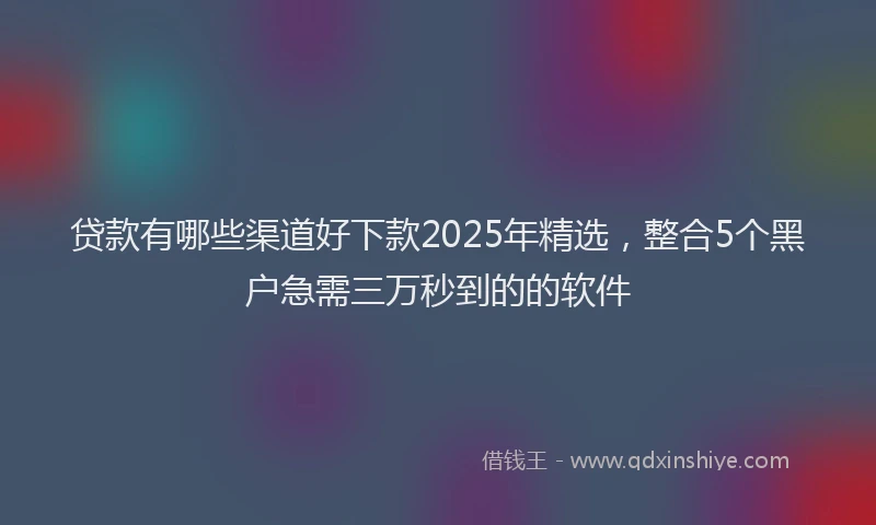 贷款有哪些渠道好下款2025年精选，整合5个黑户急需三万秒到的的软件